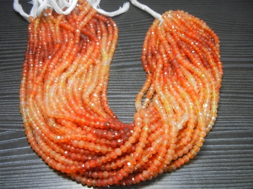 13 inche Strand Carnelian Faceted Rondelle 3-4mm Beads - 5 Strands Lot