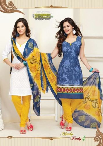 Multi Color Printed Dress Material