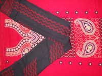 Red And Black Embroidered Dress Material