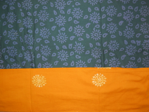 Green And Yellow Batik Cotton Salwar Kameez