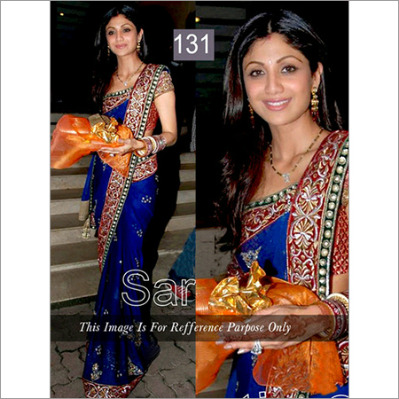 Shilpa Shetty Blue Designer Saree