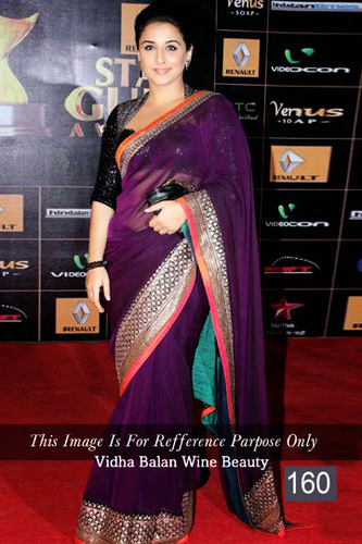 Vidhya Balan Wine Beauty Purple Saree