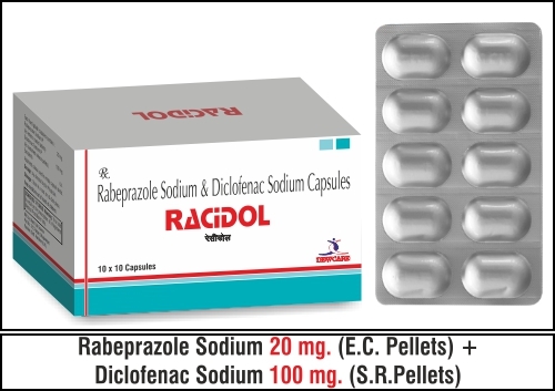 Diclofenac Sodium   100 mg. +  Rabeprazole Sodium  20 mg