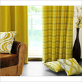 Voile Curtain Fabric - Polyester 140cm Yellow, Checked Pattern, Semi-sheer | Soft Texture, Light Filtering, Easy Care, Durable