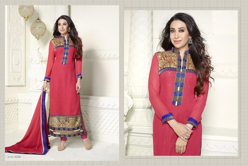 Karishma Kapoor Pink Georgette Churidar Suit