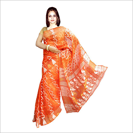 Designer Printed Handloom Sarees - Handloom Silk, 5.5 Meters, Orange | Elegant Design, Soft Texture, Vibrant Colors, Handwoven Quality
