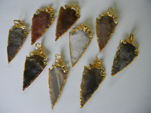5 Piece Lot Of Gold Plated Arrowhead Pendant 