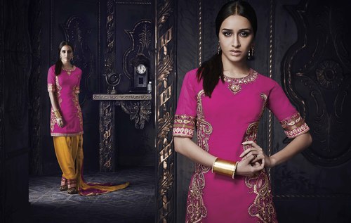 Shraddha Kapoor Magenta Georgette Patiala Suit