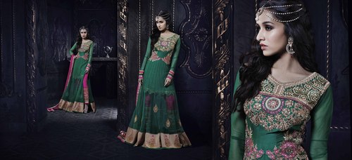 Shraddha Kapoor Green Net Anarkali Suit