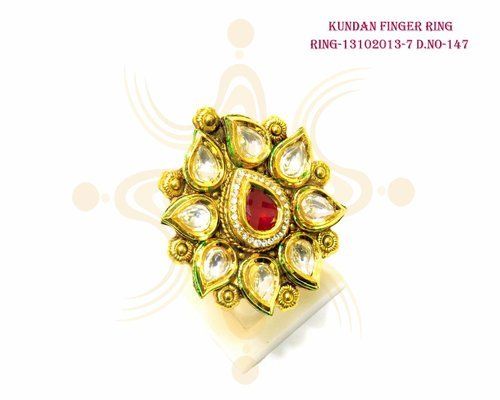 Pan Shape Kundan Finger Ring