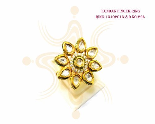 Pan Flower Kundan Finger Ring Gender: Women