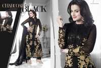 Ameesha Patel Black Zari Work Pant Style Suit