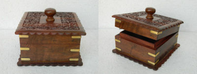 Wood Wooden Carved Box