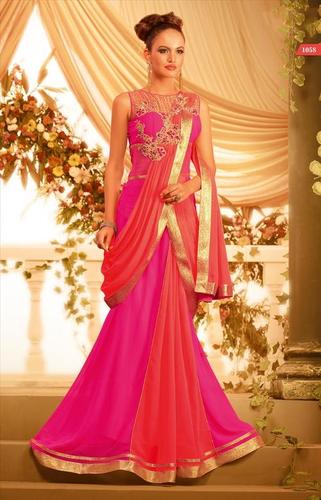 Ethnic Pink and Orange Gown
