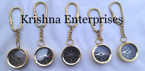 Brass Compass Key Ring
