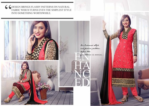 Neha Sharma Hot Pink Embroidery Work Churidar Suit