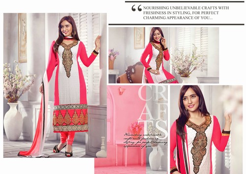 Neha Sharma Off White And Pink Georgette Salwar Suit