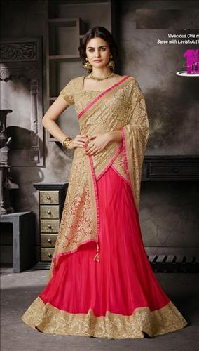 Latest Beige Lehenga saree