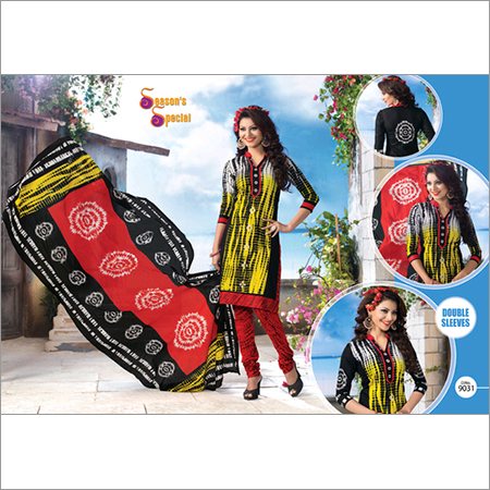 Cotton Printed Dress Material - Top Satin, 2.20 Meters Each for Top, Dupatta & Bottom | Multi-Color, Breathable, Washable, Suitable for All Seasons