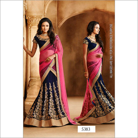5383 - Velvet Fabric in Free Size, Red and Blue | Features: Embroidered Pattern, Short Sleeves, Machine Washable, Fade Resistant, Suitable for All Seasons