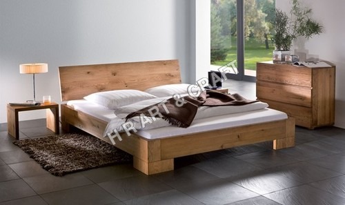 Wooden Bed - Solid Wood, 6ft x 4ft, Natural Finish | Sturdy Design, Elegant Style, Comfortable Sleep, Easy Assembly