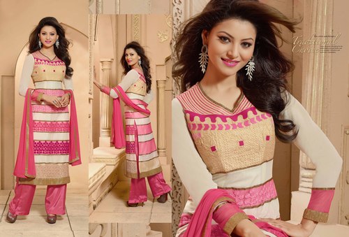 Off White And Pink Georgette Pakistani Suit