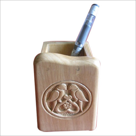 Carved Wooden Pen Stand