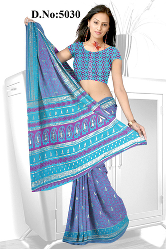 Blue printed saree