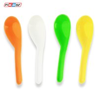 Soup Spoon - Polypropylene, 6 Piece Set | Microwave Safe, Vibrant White-orange-yellow-green Colors, Lightweight Design