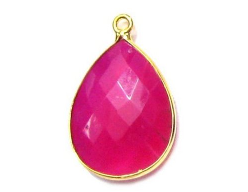 Pear Fuchsia Chalcedony Gemstone Connector