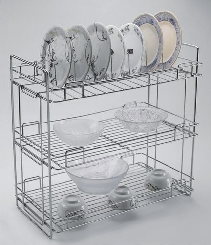 Triple Shelf Folding Standing Kitchen Organiser