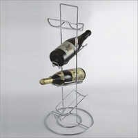 Wine Stand - 12.5" X 12.5" X 22" | Powder Coated Stainless Steel, Silver Color, Holds 6 Bottles, Charming Design