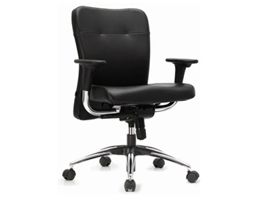 Godrej Leatherite Mid Back Chair - Black Leatherite, Pneumatic Height Adjustment, 5 Prong Nylon Base, Mesh Back, Ergonomic Design