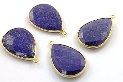 Pear Lapis Gemstone Connector