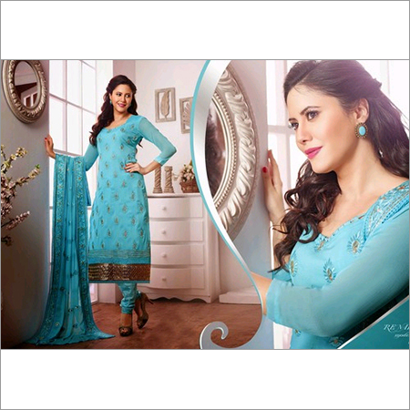 Beautiful Exclusive Designer Chiffon Straight Suit
