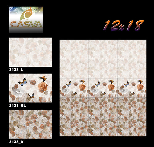 Ceramic Glazed Designer Wall Tiles - Ceramic, 12x18/12x24 Inches | HD Printing, German Tech, Durable, Stylish, Easy Clean