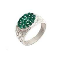 Natural Green Onyx Gemstone Silver Mens ring