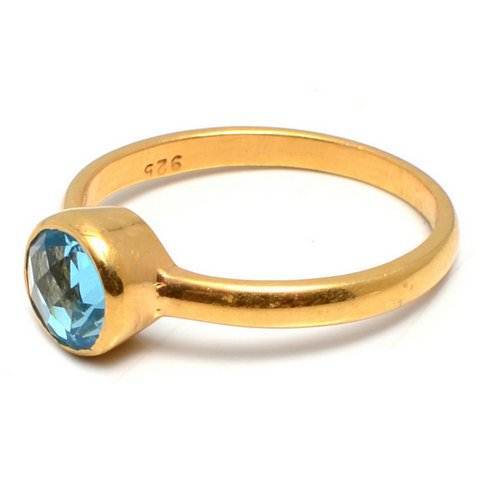 Round Blue Topaz Gemstone Ring