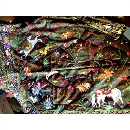 Kalamkari Shawls - Pashmina Wool 70x100cm, Brown | Handwoven, Handcrafted, Soft Pashmina, Vibrant Colors, Cultural Heritage