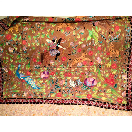 Kalamkari Shawls - Pashmina Wool 70x100 cm, Brown | Soft Texture, Hand-Woven, Vibrant Colors, Handcrafted Design