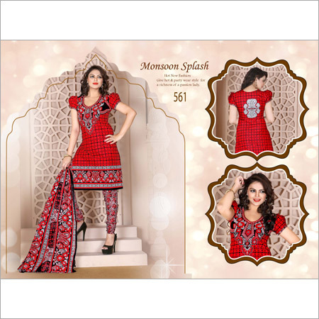 Cotton Red Queen Dress Materials