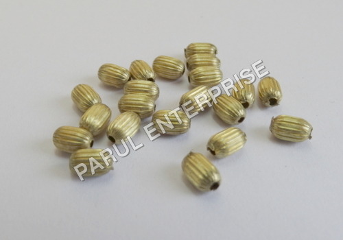 Brass Oval Corrugated Beads