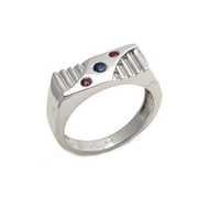 Natural Ruby & Sapphire Gemstone Charm Sterling Silver Mens ring