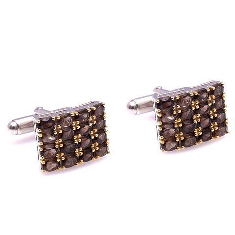 Square Natural Smoky Topaz Gemstone Designer Mens Cufflinks