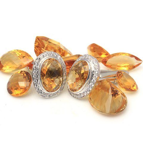 Round Natural Golden Topaz/ Citrine Gemstone Charm Silver Mens Cufflinks