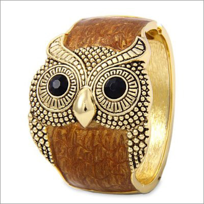 Brown Owl Enamel Cuff Bangle
