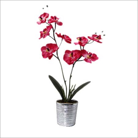 Artificial Flower Plant - Plastic Metal 20 Inches Pink, 8 Flowers Wire Stem, Durable Vibrant Décor