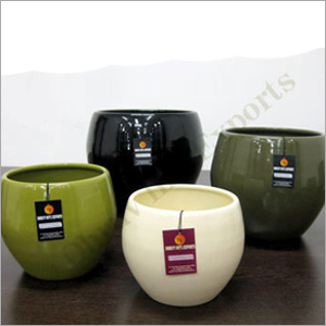 Green White Colored Glazed Metal Pots