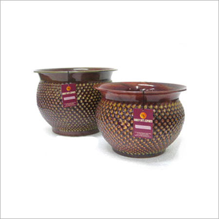 Brown Colored Glazed Metal Pots