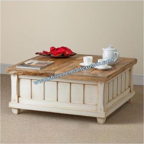 Solid Mango Wood Storage Trunk - Color: Brown And White